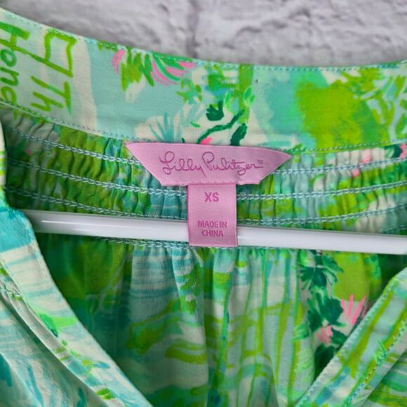 Lilly Pulitzer Elsa Silk Top The Honda Classic Golf Print Green XS 41773 Rare. - Picture 6 of 12